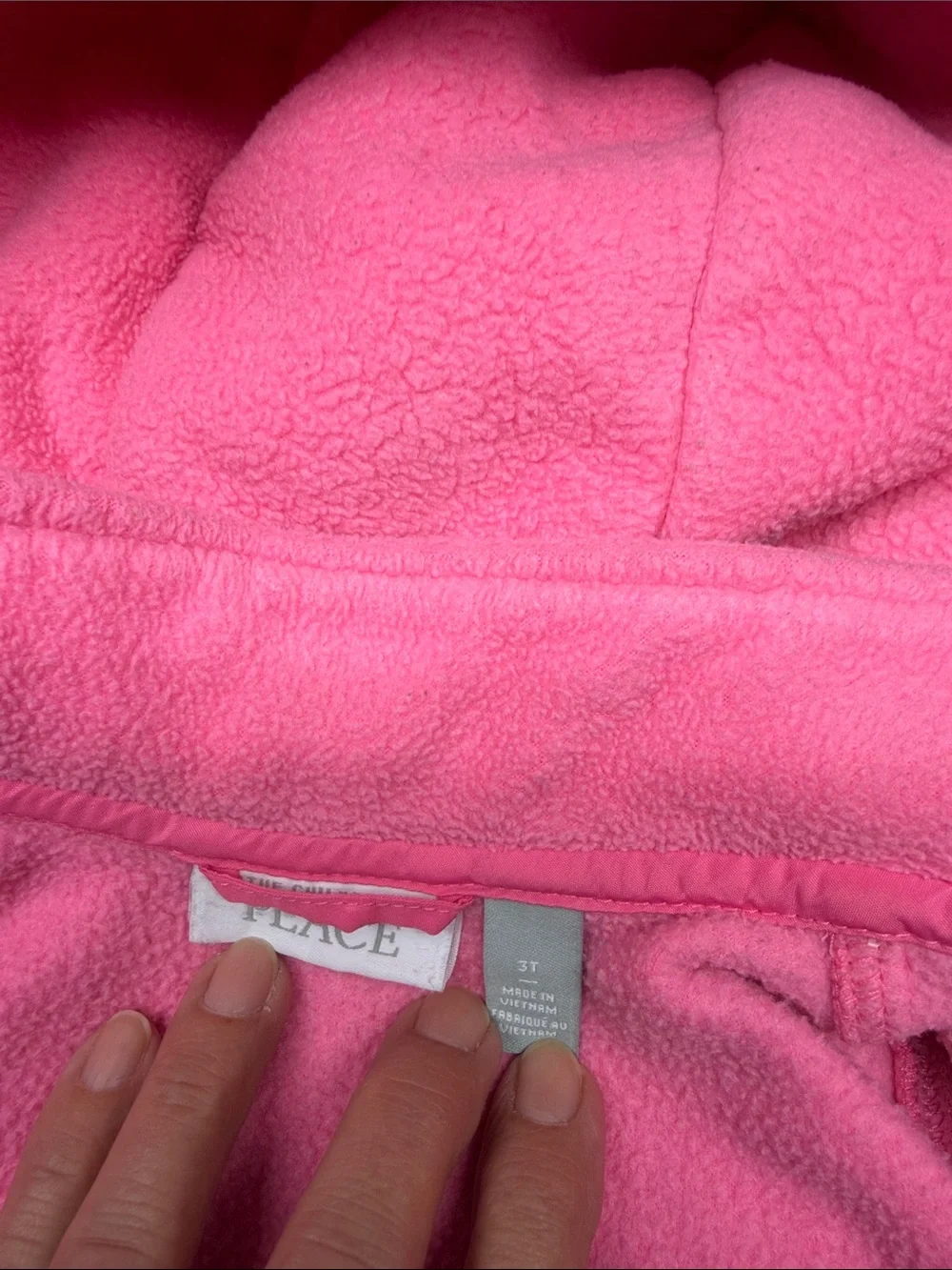 The Children's Place Pink Hooded Puffer Jacket with Colorful Dino Print. Size 3T